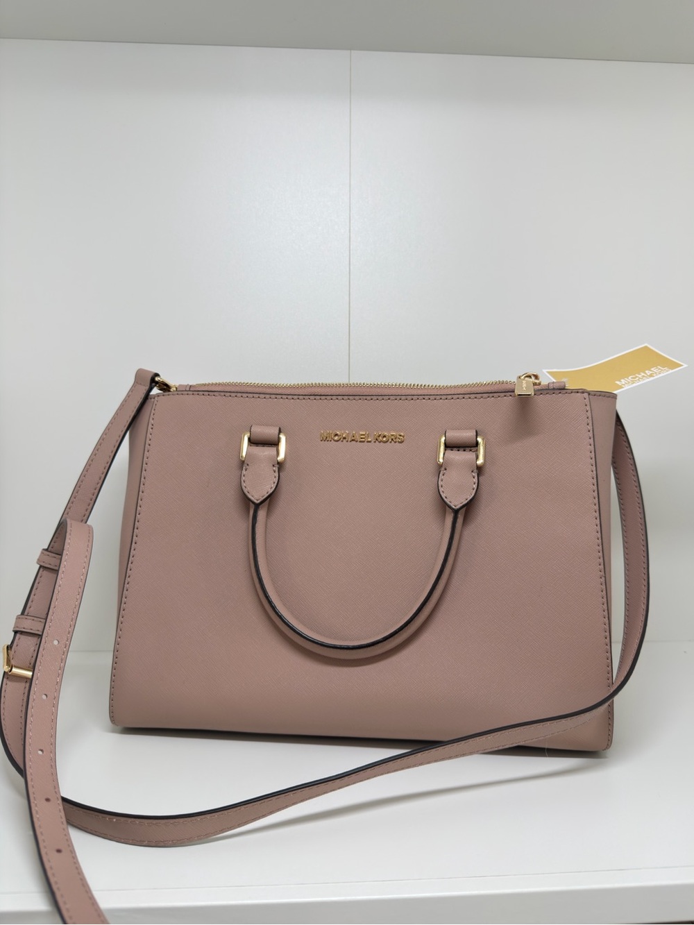 Michael Kors Pink Saffiano Convertible Satchel